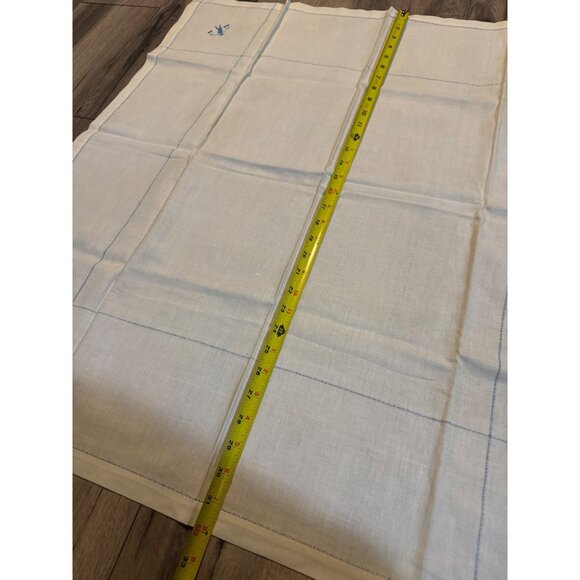 Vintage Ivory Linen Napkin Set With Blue Embroidered Peasant Design card table t - Picture 7 of 8